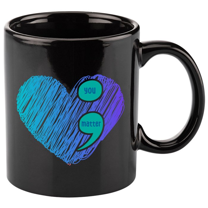 You Matter Semi Colon Heart Suicide Awareness Prevention 11oz C Handle Ceramic Mug