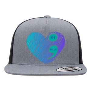 You Matter Semi Colon Heart Suicide Awareness Prevention Flat Bill Trucker Hat