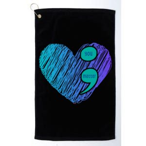 You Matter Semi Colon Heart Suicide Awareness Prevention Platinum Collection Golf Towel