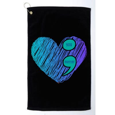 You Matter Semi Colon Heart Suicide Awareness Prevention Golf Towel