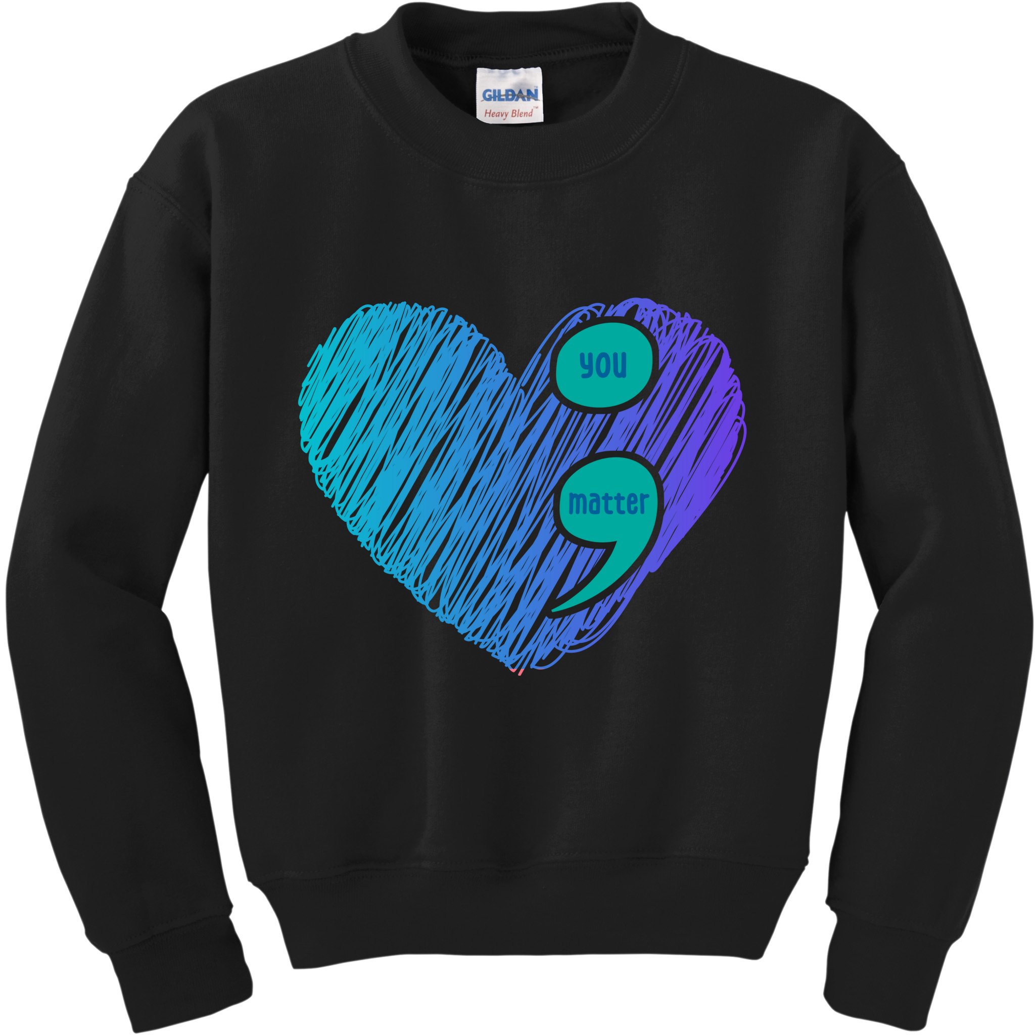 You Matter Semi Colon Heart Suicide Awareness Prevention Kids Sweatshirt