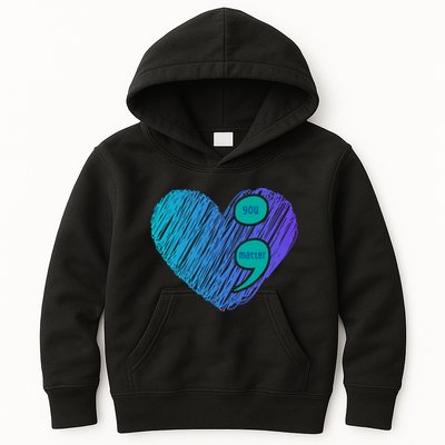 You Matter Semi Colon Heart Suicide Awareness Prevention Kids Hoodie
