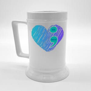 You Matter Semi Colon Heart Suicide Awareness Prevention Beer Stein