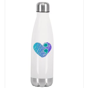 You Matter Semi Colon Heart Suicide Awareness Prevention Stainless Steel Insulated Water Bottle