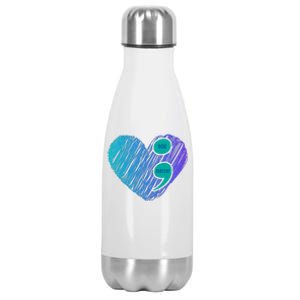 You Matter Semi Colon Heart Suicide Awareness Prevention Stainless Steel Insulated Water Bottle