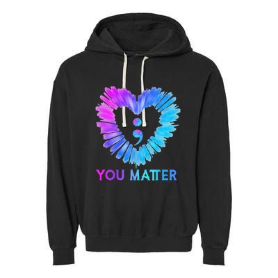 You Matter Suicide Prevention Awareness Teal Purple Heart Garment-Dyed Fleece Hoodie