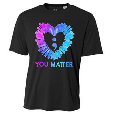 You Matter Suicide Prevention Awareness Teal Purple Heart Cooling Performance Crew T-Shirt