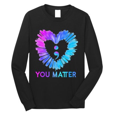 You Matter Suicide Prevention Awareness Teal Purple Heart Long Sleeve Shirt