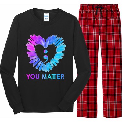 You Matter Suicide Prevention Awareness Teal Purple Heart Long Sleeve Pajama Set