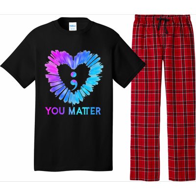 You Matter Suicide Prevention Awareness Teal Purple Heart Pajama Set