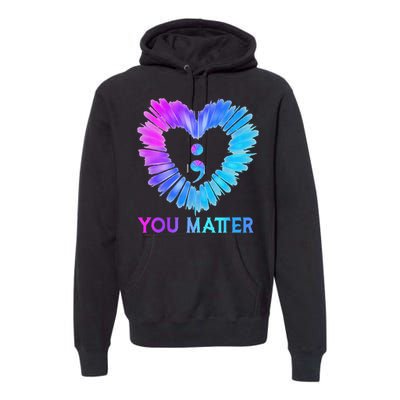 You Matter Suicide Prevention Awareness Teal Purple Heart Premium Hoodie