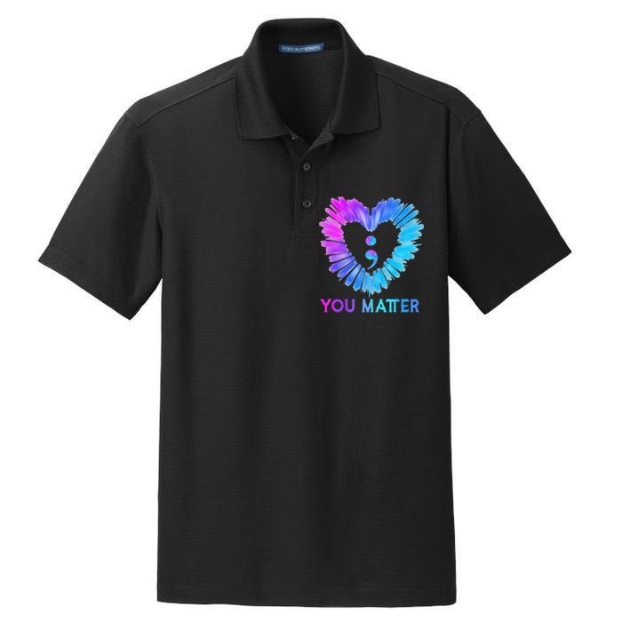 You Matter Suicide Prevention Awareness Teal Purple Heart Dry Zone Grid Polo