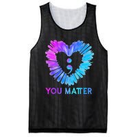 You Matter Suicide Prevention Awareness Teal Purple Heart Mesh Reversible Basketball Jersey Tank