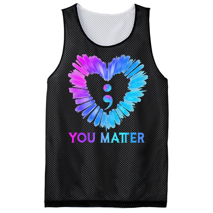 You Matter Suicide Prevention Awareness Teal Purple Heart Mesh Reversible Basketball Jersey Tank