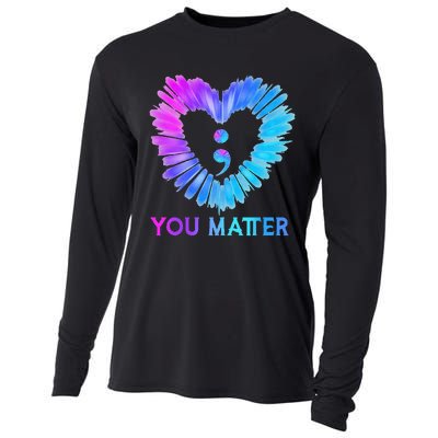 You Matter Suicide Prevention Awareness Teal Purple Heart Cooling Performance Long Sleeve Crew