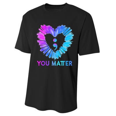 You Matter Suicide Prevention Awareness Teal Purple Heart Performance Sprint T-Shirt