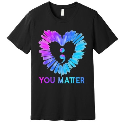 You Matter Suicide Prevention Awareness Teal Purple Heart Premium T-Shirt