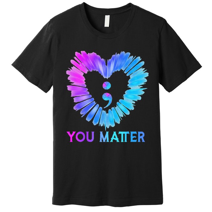 You Matter Suicide Prevention Awareness Teal Purple Heart Premium T-Shirt