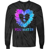 You Matter Suicide Prevention Awareness Teal Purple Heart Tie-Dye Long Sleeve Shirt