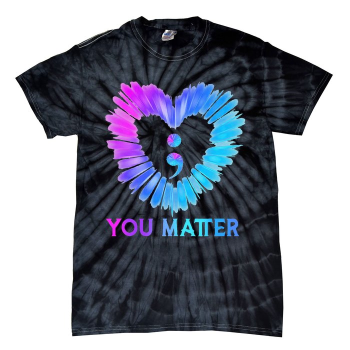 You Matter Suicide Prevention Awareness Teal Purple Heart Tie-Dye T-Shirt