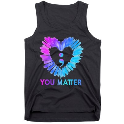 You Matter Suicide Prevention Awareness Teal Purple Heart Tank Top