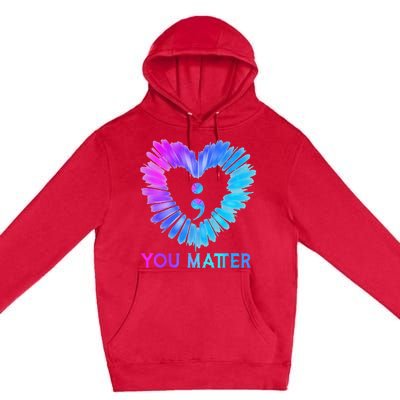 You Matter Suicide Prevention Awareness Teal Purple Heart Premium Pullover Hoodie