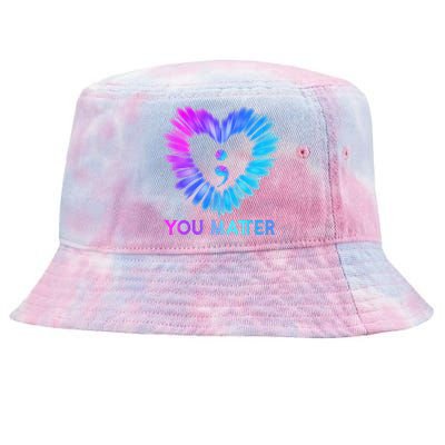 You Matter Suicide Prevention Awareness Teal Purple Heart Tie-Dyed Bucket Hat