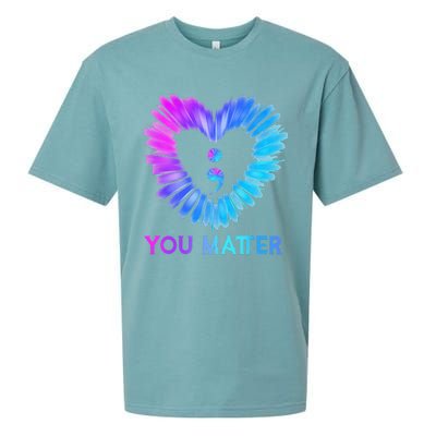 You Matter Suicide Prevention Awareness Teal Purple Heart Sueded Cloud Jersey T-Shirt