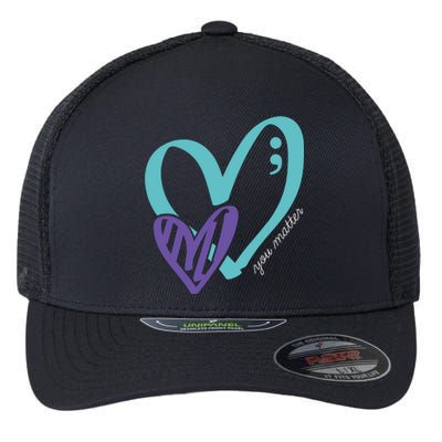 You Matter Suicide Prevention Awareness Teal Purple Heart Flexfit Unipanel Trucker Cap