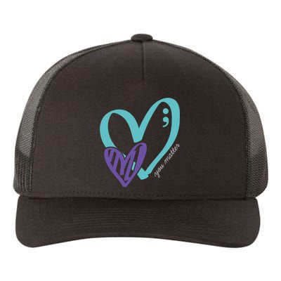 You Matter Suicide Prevention Awareness Teal Purple Heart Yupoong Adult 5-Panel Trucker Hat