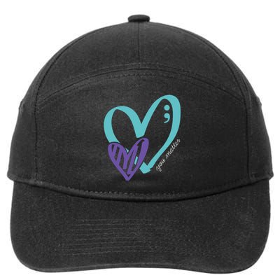 You Matter Suicide Prevention Awareness Teal Purple Heart 7-Panel Snapback Hat