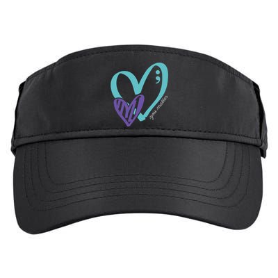 You Matter Suicide Prevention Awareness Teal Purple Heart Adult Drive Performance Visor