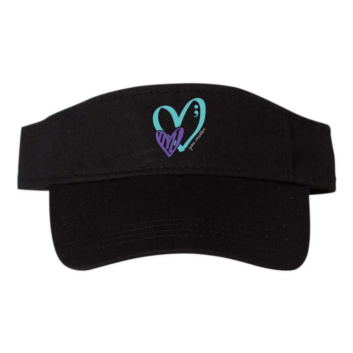 You Matter Suicide Prevention Awareness Teal Purple Heart Valucap Bio-Washed Visor