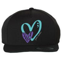 You Matter Suicide Prevention Awareness Teal Purple Heart Wool Snapback Cap