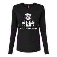 You Missed Shot Republican Pro Trump President 2024 Womens Cotton Relaxed Long Sleeve T-Shirt