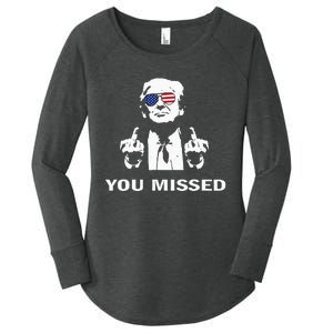 You Missed Shot Republican Pro Trump President 2024 Women's Perfect Tri Tunic Long Sleeve Shirt