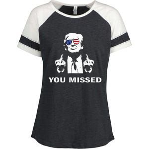 You Missed Shot Republican Pro Trump President 2024 Enza Ladies Jersey Colorblock Tee