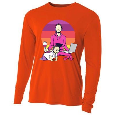 Yoga Mama Spiritual Saying Meditation Mother Great Gift Cooling Performance Long Sleeve Crew