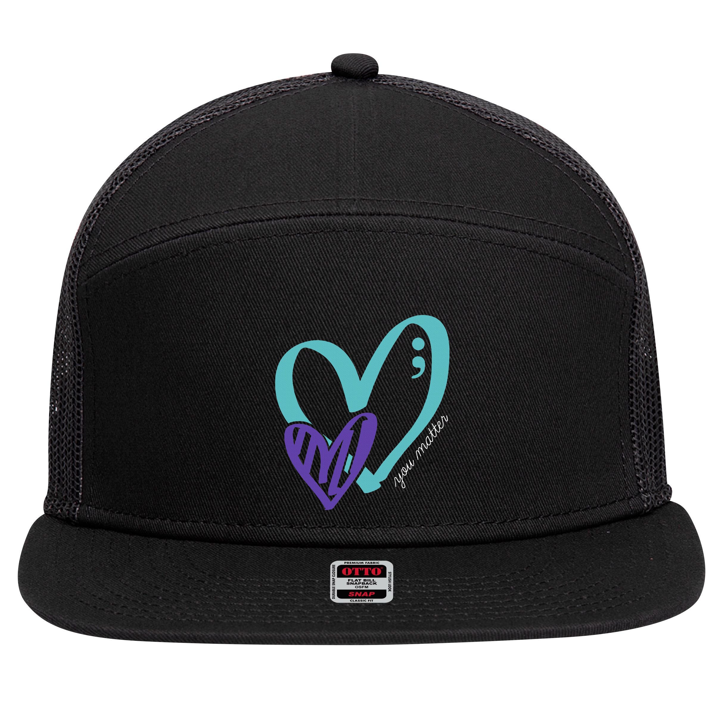 You Matter Suicide Prevention Awareness 7 Panel Mesh Trucker Snapback Hat
