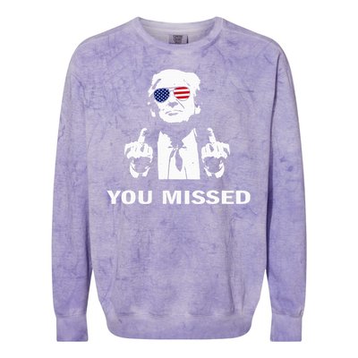 You Missed Shot Republican Pro Trump President 2024 Colorblast Crewneck Sweatshirt