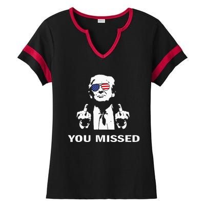 You Missed Shot Republican Pro Trump President 2024 Ladies Halftime Notch Neck Tee