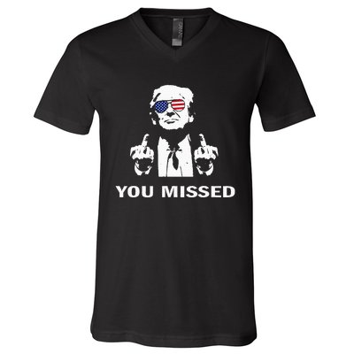 You Missed Shot Republican Pro Trump President 2024 V-Neck T-Shirt