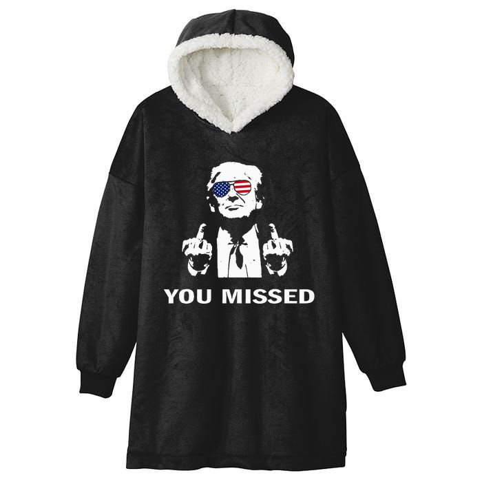 You Missed Shot Republican Pro Trump President 2024 Hooded Wearable Blanket