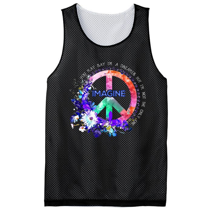 You May Say Im A Dreamer But Im Not The Only One Peace Mesh Reversible Basketball Jersey Tank