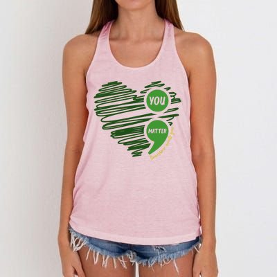 You Matter Semicolon Heart Mental Health Awareness Women's Knotted Racerback Tank