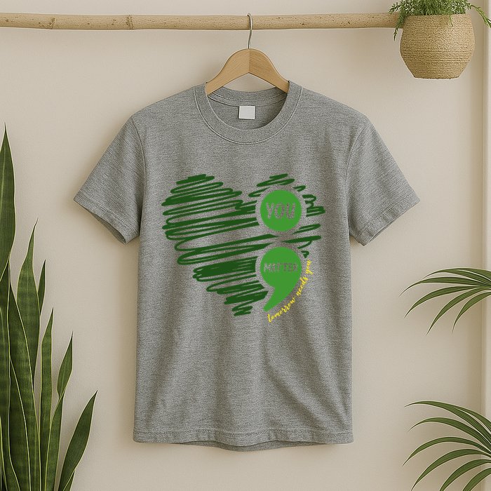 You Matter Semicolon Heart Mental Health Awareness T-Shirt