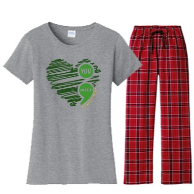 You Matter Semicolon Heart Mental Health Awareness Women's Flannel Pajama Set