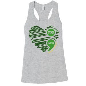 You Matter Semicolon Heart Mental Health Awareness Women's Racerback Tank