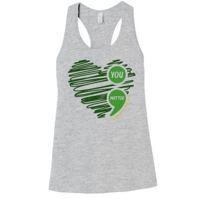 You Matter Semicolon Heart Mental Health Awareness Women's Racerback Tank