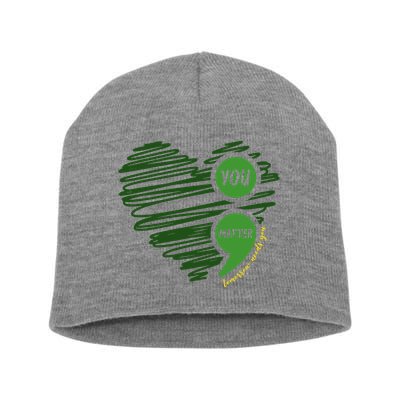 You Matter Semicolon Heart Mental Health Awareness Short Acrylic Beanie